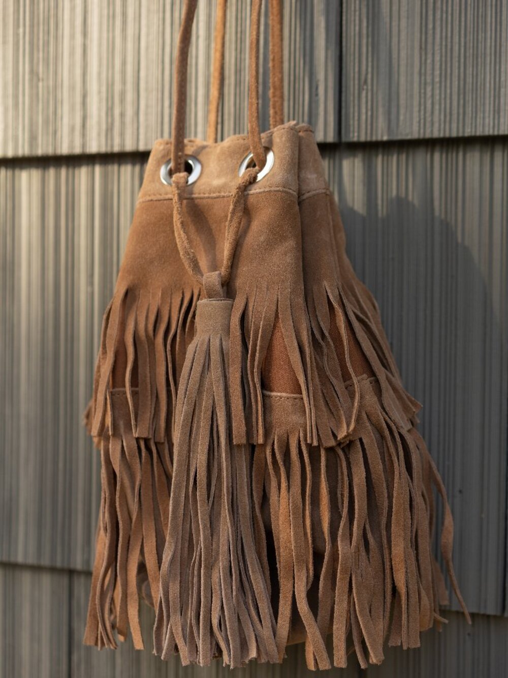 Zara Suede Fringe Bucket Bag